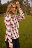 ORIGINAL MULTI STRIPE L/S TEE RED Red