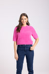 FLUFFY S/SLV CREW KNIT PINK