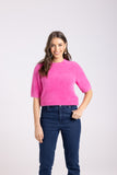 FLUFFY S/SLV CREW KNIT PINK