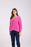 FLUFFY CARDIGAN 7/8 SLEEVE PINK