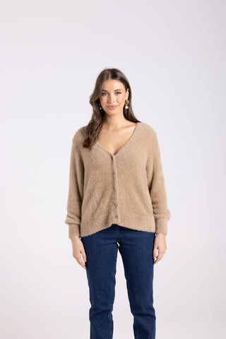 FLUFFY 7/8 SLV CARDIGAN OAT