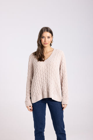 CHENIELLE LATTE CABLE KNIT