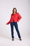 CROP BOUCLE JACKET RED
