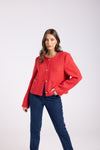 CROP BOUCLE JACKET RED