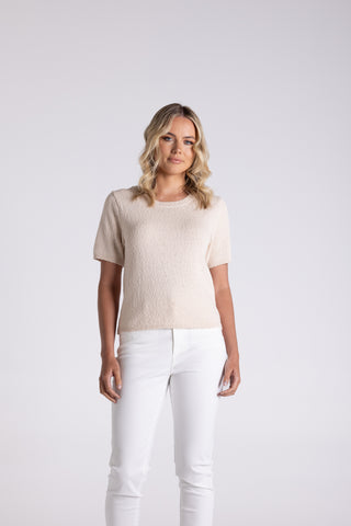 BOUCLE KNITTED TOP NATURAL