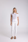 TAPE YARN BOAT NECK TOP WHITE