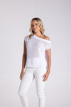 TAPE YARN BOAT NECK TOP WHITE