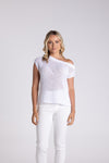 TAPE YARN BOAT NECK TOP WHITE
