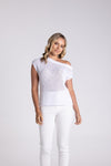 TAPE YARN BOAT NECK TOP WHITE