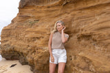 TAPE YARD BOAT NECK TOP SAND