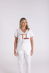 V NECK BEADED & SEQUIN LOGO TEE