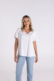 V NECK SEQUIN TEE