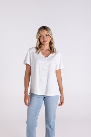 V NECK SEQUIN TEE