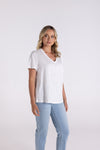 V NECK SEQUIN TEE