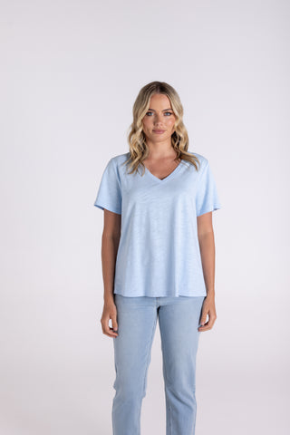 V NECK TSHIRT PALE BLUE