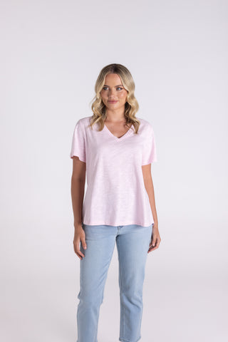 V NECK TSHIRT PINK