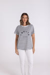 STRIPE TEE WITH EMBROIDERY