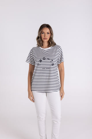 STRIPE TEE WITH EMBROIDERY