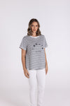 STRIPE TEE WITH EMBROIDERY