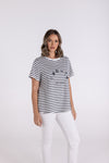 STRIPE TEE WITH EMBROIDERY