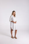 MULTI STRIPE LINEN SHIRT DRESS