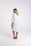 MULTI STRIPE LINEN SHIRT DRESS