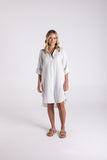 MULTI STRIPE LINEN SHIRT DRESS