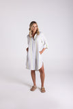 MULTI STRIPE LINEN SHIRT DRESS