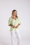 LINEN TOP WITH POCKETS LIME