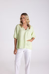 LINEN TOP WITH POCKETS LIME
