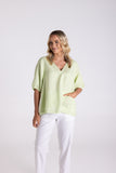 LINEN TOP WITH POCKETS LIME