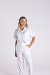 DROPPED SHOULDER LINEN TOP