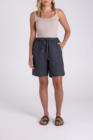 LINEN SHORT CHARCOAL