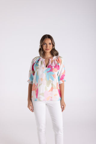 ANNA PRINT KEYHOLE TOP