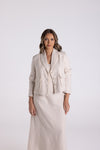 CROP TWEED LINEN JACKET WITH FRINGE
