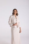 CROP TWEED LINEN JACKET WITH FRINGE