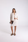 CROP TWEED LINEN JACKET WITH FRINGE