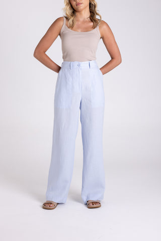 WIDE LEG LINEN PANT ICE BLUE