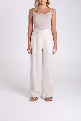 WIDE LEG LINEN PANTS NATURAL
