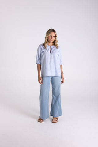 LINEN VISCOSE STRIPE TOP