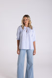 LINEN VISCOSE STRIPE TOP