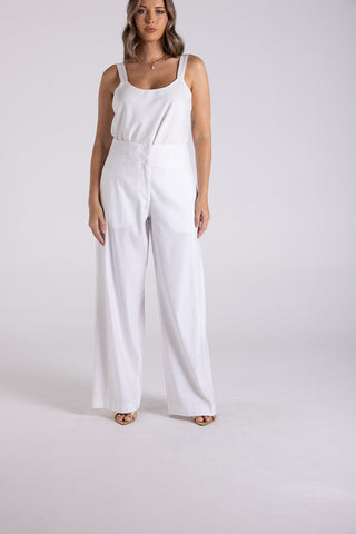LINEN VISCOSE WIDE LEG PANT