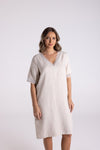 V NECK DRESS WITH LACE DETAIL