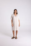 V NECK DRESS WITH LACE DETAIL