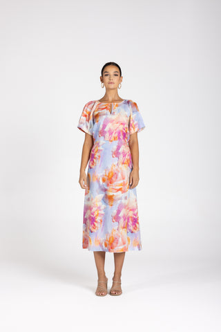 LINEN ANGELINA MIDI DRESS