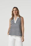SLEEVELESS STRIPE POLO
