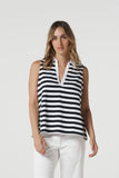 SLEEVELESS STRIPE POLO