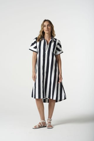 COTTON NAVY STRIPE DRESS