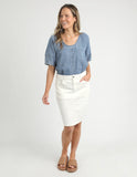 BELLE DENIM SKIRT VINTAGE WHITE