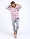 BILLIE BLOCK STRIIPE CREW SOFT PINK